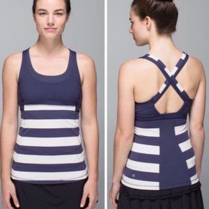 Lululemon Stuff Your Bra Tank II - Striped Blue & White - Size 4